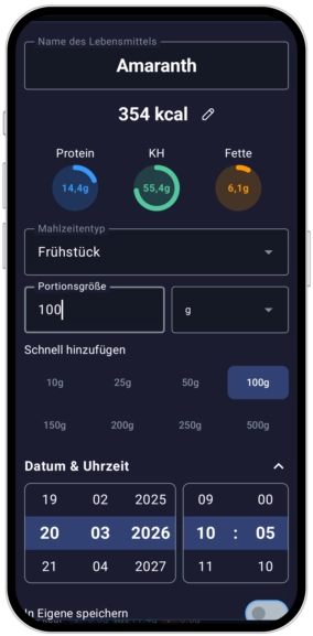 Zielfit KI Kalorien tracker mit intervallfasten